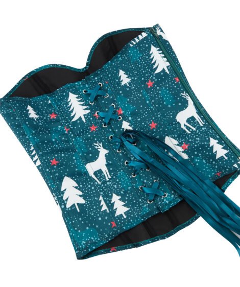 Holiday-Themed Christmas Corset with Deer and Snowflake Pattern - Image 5