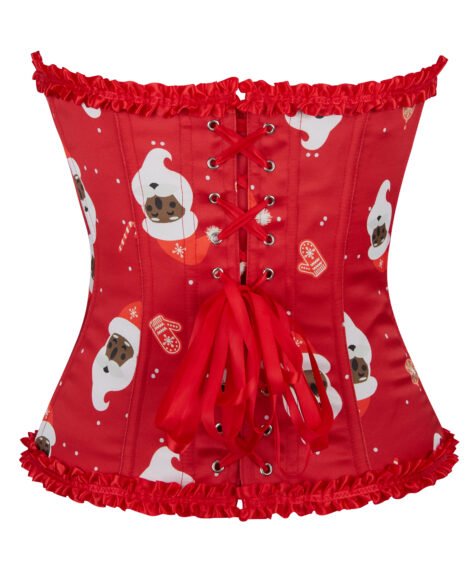 Christmas Santa Pug Corset with Red Ribbon and Snowflake Design - Image 3