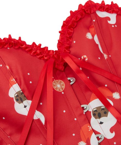 Christmas Santa Pug Corset with Red Ribbon and Snowflake Design - Image 4