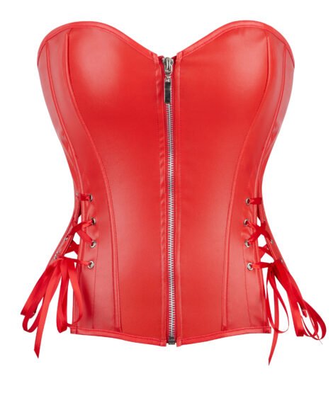 Noir Rebel Faux Leather Corset – Edgy Elegance with Side Lacing Drama - Image 4
