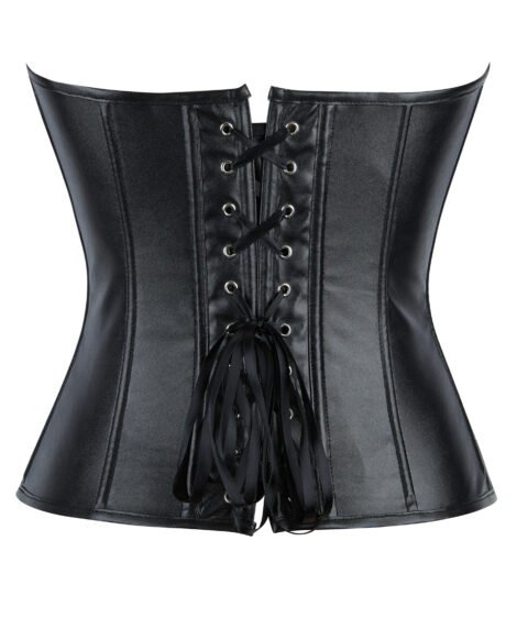 Noir Rebel Faux Leather Corset – Edgy Elegance with Side Lacing Drama - Image 3