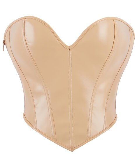 Golden Dusk Nude Faux Leather Corset – Modern Sculpt in a Minimalist Hue - Image 2