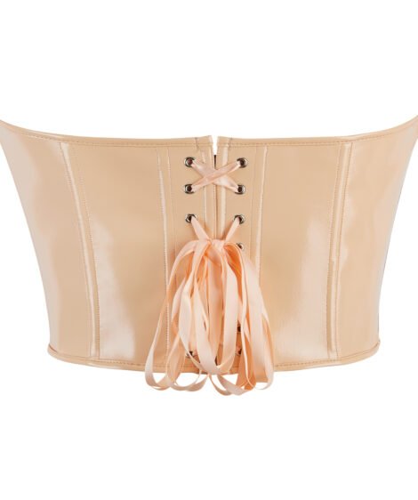 Golden Dusk Nude Faux Leather Corset – Modern Sculpt in a Minimalist Hue - Image 4