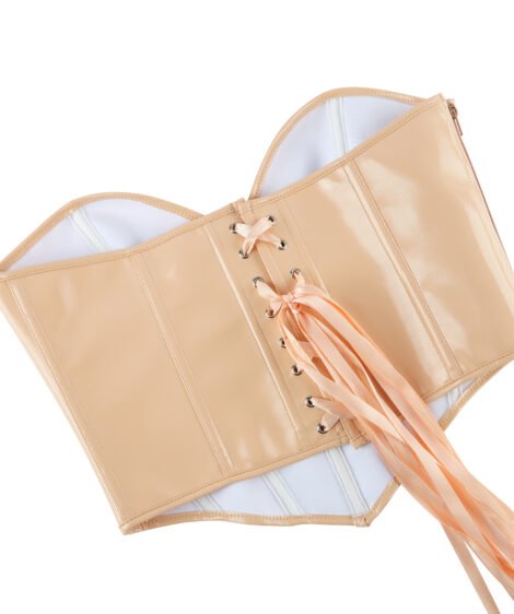 Golden Dusk Nude Faux Leather Corset – Modern Sculpt in a Minimalist Hue - Image 6