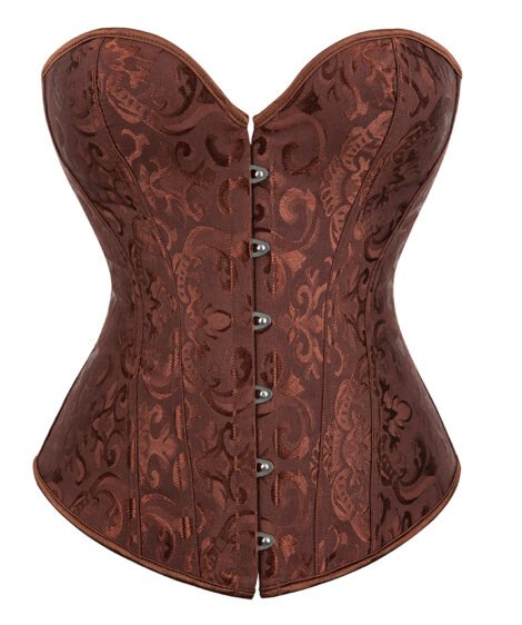Elegant Jacquard Steel-Boned Corset with Lace-Up Back for Shaping and Support - Image 11