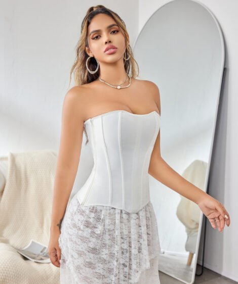 Sleek Satin Corset with Adjustable Lace-Up Back